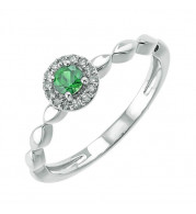 Gems One 10Kt White Gold Diamond (1/12Ctw) & Emerald (1/5 Ctw) Ring - RG87016-1WDE