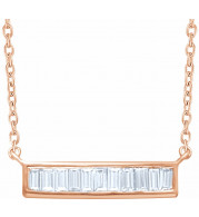 14K Rose 1/4 CTW Diamond Baguette Bar 16-18 Necklace - 65188560005P