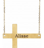 14K Yellow Sideways Cross 16-18 Necklace - 86570105P