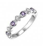 Gems One 14Kt White Gold Diamond (1/20Ctw) & Amethyst (1/6 Ctw) Ring - FR1238-4WD