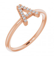 14K Rose .07 CTW Diamond Initial A Ring - 1238346002P