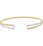 14K Yellow & White Twisted Rope Cuff Bracelet - 65276360001P