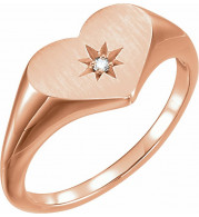 14K Rose .01 CT Diamond 11.9 mm Heart Starburst Ring - 122818602P