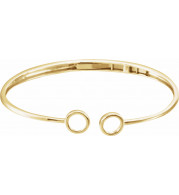 14K Yellow Gold 7 Inch Hinged Circle Cuff Bracelet - 65211760000P