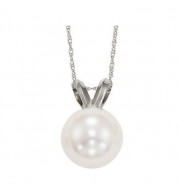 Gems One 14Kt White Gold Diamond (1/50Ctw) & Pearl (1/2 Ctw) Pendant - PPD5.5AAA-4W