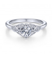 Gabriel & Co. 14k White Gold Art Deco Straight Engagement Ring - ER14657R2W44JJ