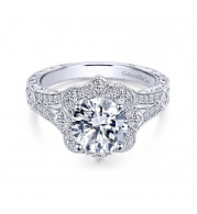 Gabriel & Co. 14k White Gold Victorian Halo Engagement Ring - ER11963W44JJ