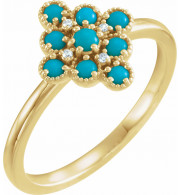 14K Yellow Turquoise & .02 CTW Diamond Ring - 720736003P