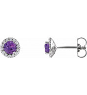 14K White Amethyst & 1/6 CTW Diamond Earrings - 86509985P
