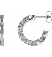 14K White Geometric Hoop Earrings - 86849600P