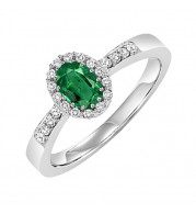 Gems One 14Kt White Gold Diamond (1/8Ctw) & Emerald (3/8 Ctw) Ring - HDR1419-4WCE