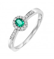 Gems One 14Kt White Gold Diamond (1/6Ctw) & Emerald (1/8 Ctw) Ring - RPT2002R-4WCE