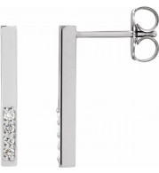 14K White .07 CTW Diamond Bar Earrings - 86730600P