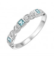 Gems One 14Kt White Gold Diamond (1/12Ctw) & Aquamarine (1/8 Ctw) Ring - FR1270-4WD