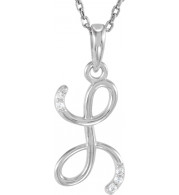 14K White .025 CTW Diamond Initial L 18 Necklace - 8555760048P