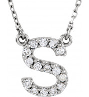 14K White Initial S 1/8 CTW Diamond 16 Necklace - 67311118P