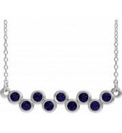 14K White Blue Sapphire Bezel-Set Bar 16-18 Necklace - 8652560045P