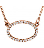14K Rose 1/8 CTW Diamond Horizontal Oval 16 Necklace - 85867102P