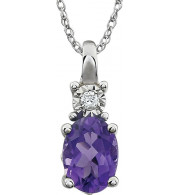 14K White Amethyst & .02 CTW Diamond 18 Necklace - 651534100P