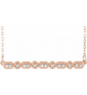14K Rose 1/10 CTW Diamond Milgrain Bar 16-18 Necklace - 86705606P
