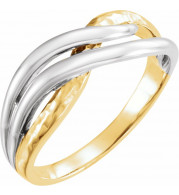 Rhodium-Plated 14K Yellow Overlap Hammered Ring - 513751000P
