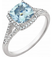 14K White Aquamarine & 1/5 CTW Diamond Ring - 65204660000P