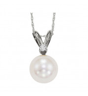 Gems One 14Kt White Gold Diamond (1/50Ctw) & Pearl (1/2 Ctw) Pendant - PPD6.00AAA-4W