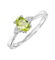 Gems One 10Kt White Gold Diamond (1/20Ctw) & Peridot (1/2 Ctw) Ring - FR4026-1WDD