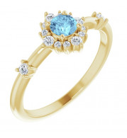 14K Yellow Aquamarine & 1/6 CTW Diamond Ring - 720886028P