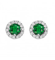 Gems One 14Kt White Gold Diamond (1/8Ctw) & Emerald (1/3 Ctw) Earring - NE331-4WCE