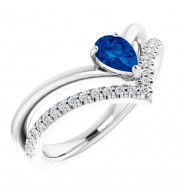 14K White Blue Sapphire & 1/6 CTW Diamond Ring - 71968610P