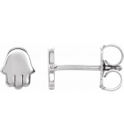 14K White Hamsa Earrings - 87027600P