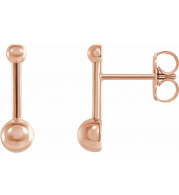 14K Rose Bar & Ball Earrings - 87070602P