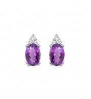 Gems One 10Kt White Gold Diamond (1/20Ctw) & Amethyst (5/8 Ctw) Earring - FE4020-1WDM