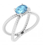14K White Aquamarine Rope Ring - 7188160000P