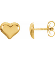 14K Yellow Puffed Heart Earrings - 19202710000P