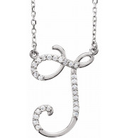 14K White 1/10 CTW Diamond Initial J 16 Necklace - 67399118P