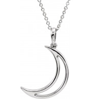 14K White 25.7x4.7 mm Crescent Moon 16 Necklace - 85880101P