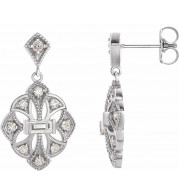 14K White 3/8 CTW Diamond Vintage-Inspired Earrings - 87055600P