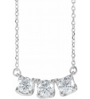 14K White 1 CTW Diamond Three-Stone Curved Bar 16 Necklace - 86917610P