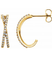 14K Yellow 1/4 CTW Diamond Criss-Cross J-Hoop Earrings - 86333601P