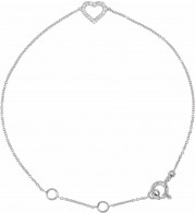 14K White .06 CTW Diamond Heart 7 Bracelet - 68636100P