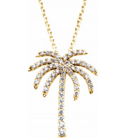14K Yellow 1/4 CTW Diamond Palm Tree 16 Necklace - 6712784403P