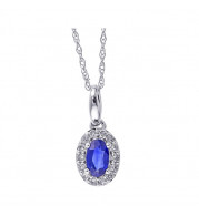 Gems One 10Kt White Gold Diamond (1/10Ctw) & Sapphire (1/3 Ctw) Pendant - PD35153-1WDS