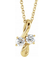 14K Yellow 1/5 CTW Diamond Two-Stone Bypass 16-18 Necklace - 86748606P