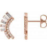 14K Rose 1/3 CTW Diamond Curved Fan Earrings - 87071607P