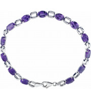 14K White 7x5 mm Oval Amethyst 7 Bracelet - 65120360001P
