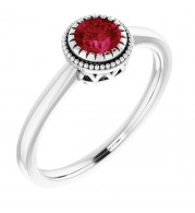 14K White Ruby July Birthstone Ring - 651609114P