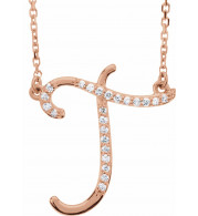 14K Rose 1/10 CTW Diamond Initial T 16 Necklace - 67399200979P