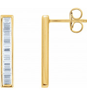 14K Yellow 1/2 CTW Diamond Baguette Bar Earrings - 65188660000P